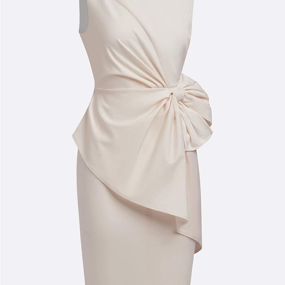 White 3D Bow Sleeveless Sheath Midi Dress - Picture 4 of 6